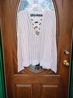 Serendipity Beige Cardigan Long Sleeves Lace-up Design Open Frontal L